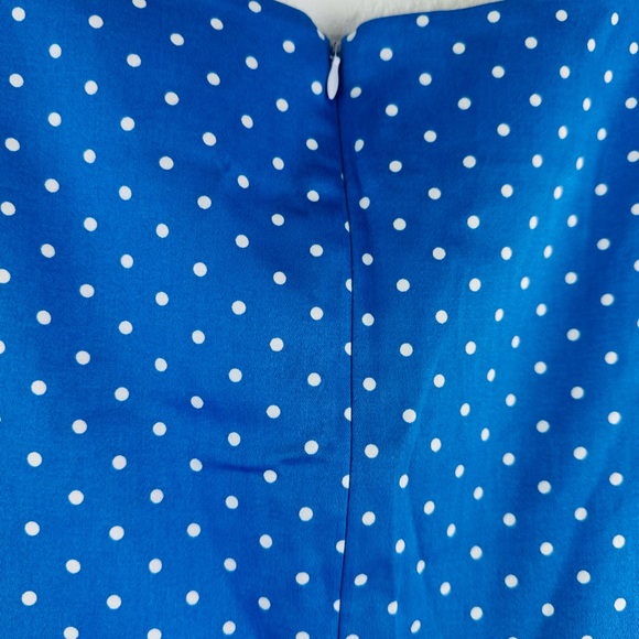 Grace Karin Blue and White Polka Dot A-Line Skirt - Picture 4 of 7